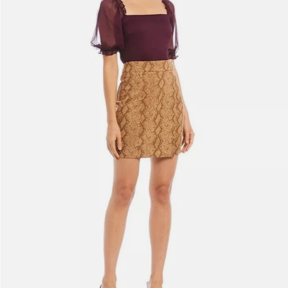 Lucy Paris Tan Brown Pencil Mini Skirt Night Out